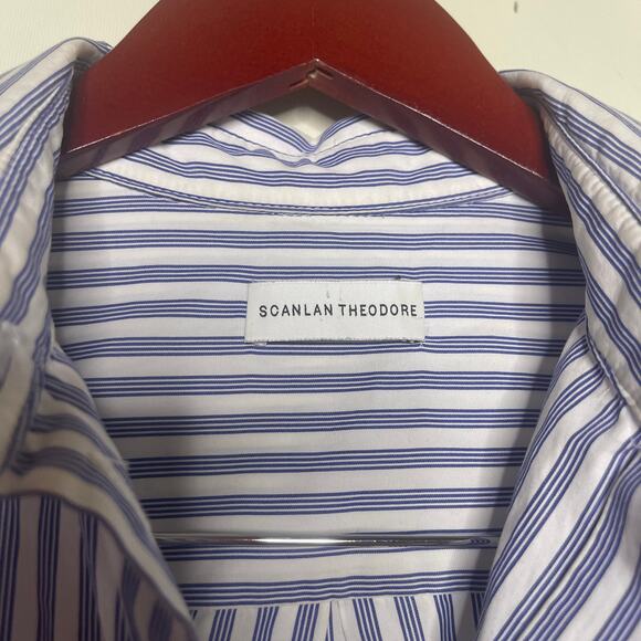 Scanlan Theodore Blue Striped oversized Long Sleeve Button-Up Top Shirt sz 6 - Picture 2 of 7